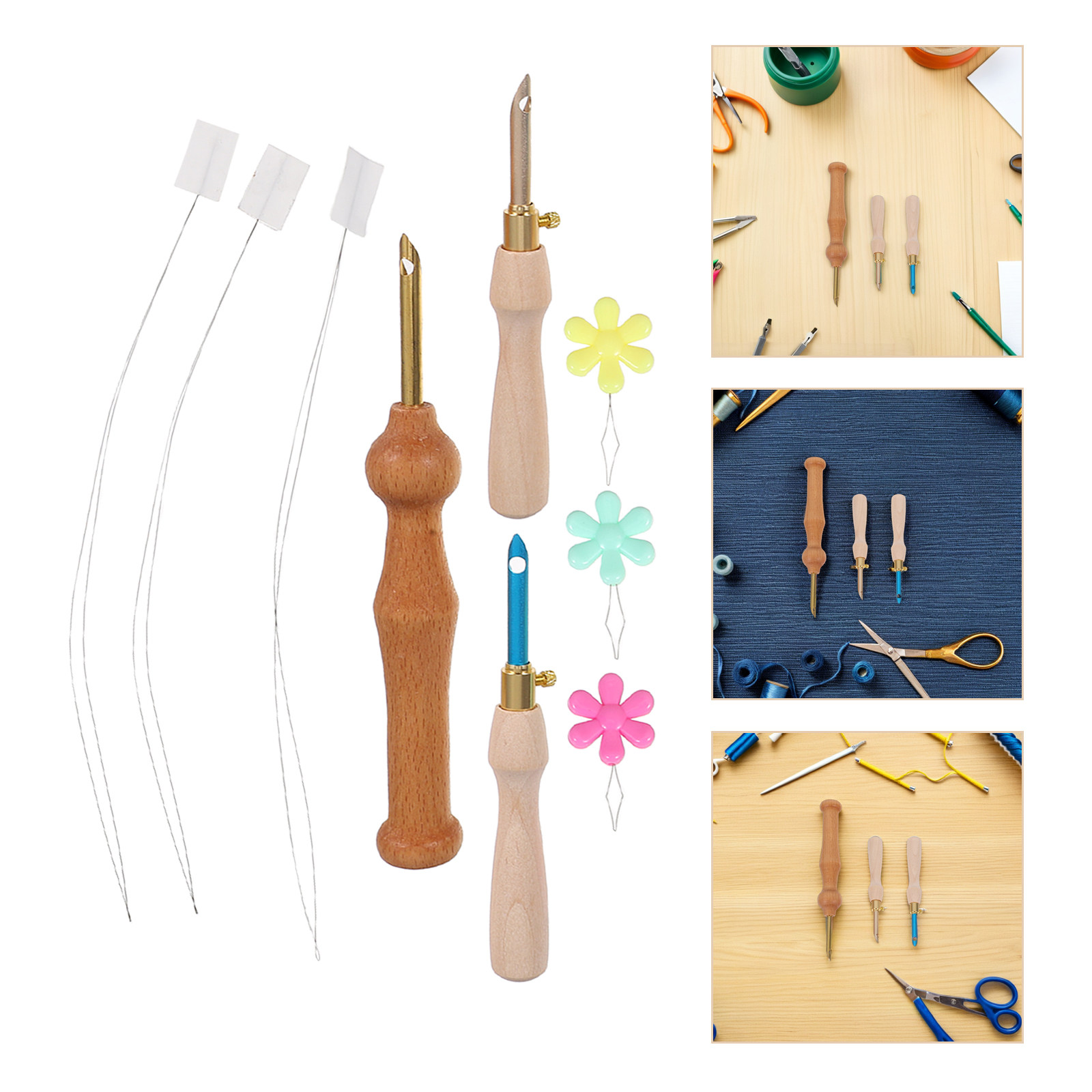 Punch Needle Handle - 1Set Adjustable Punch Needle Tool Wood