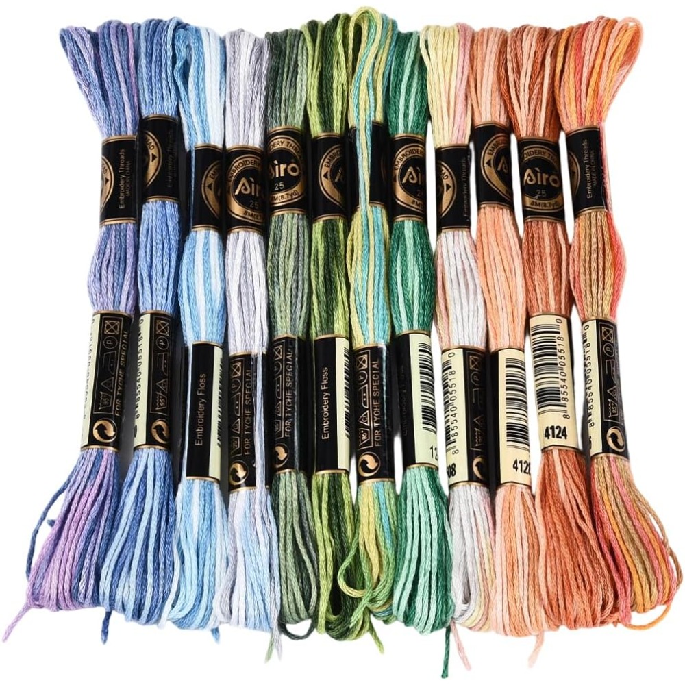 Embroidery Threads - 12 Skeins 105 Yards Cross Stitch