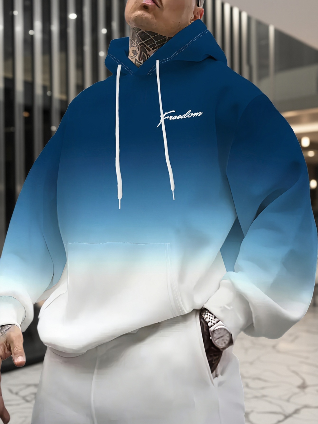 Embroidery Font Free - Mens Two Tone Ombre Hoodie Soft