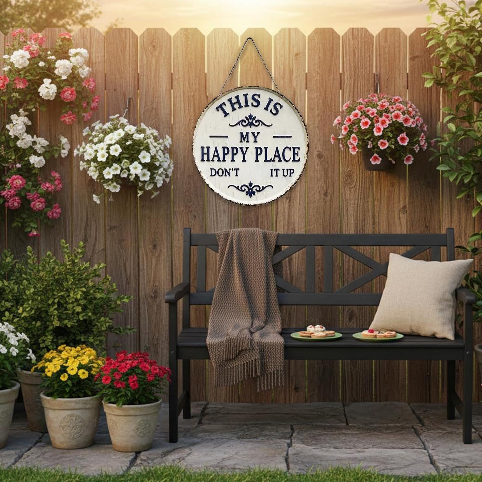 Embroidery Garden - Vintage Round Garden Welcome Sign Funny