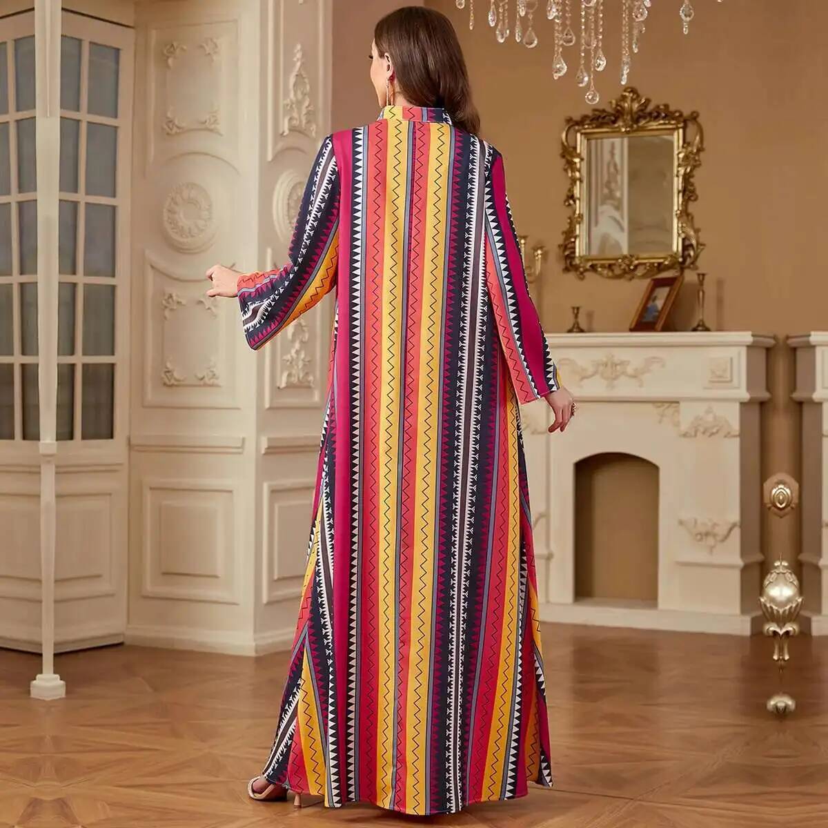 4264 Dubai Muslim Abaya New Fa - Embroidery Yellow Dress recension och pris