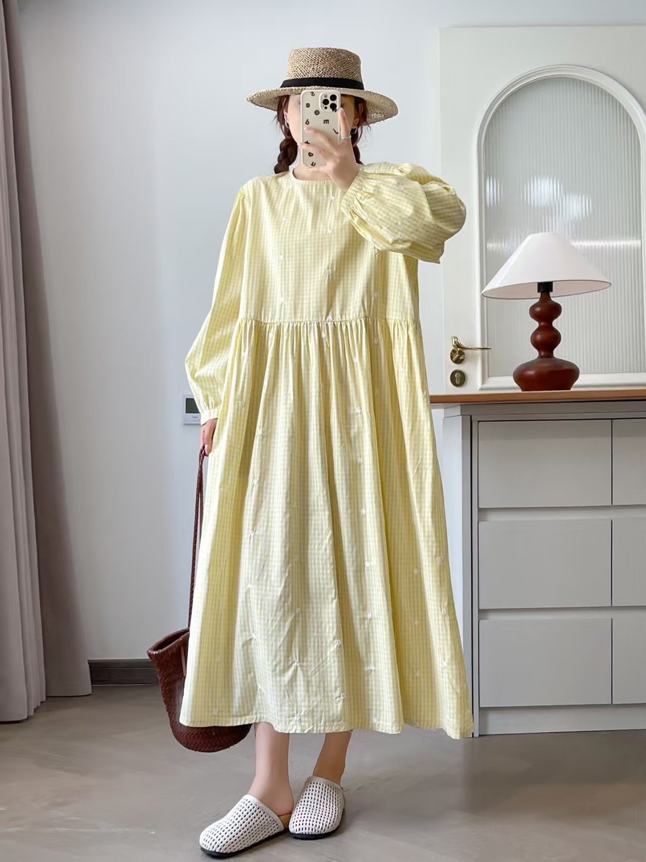 Bust 118cm mori girl autumn Ja - Embroidery Yellow Dress recension och pris