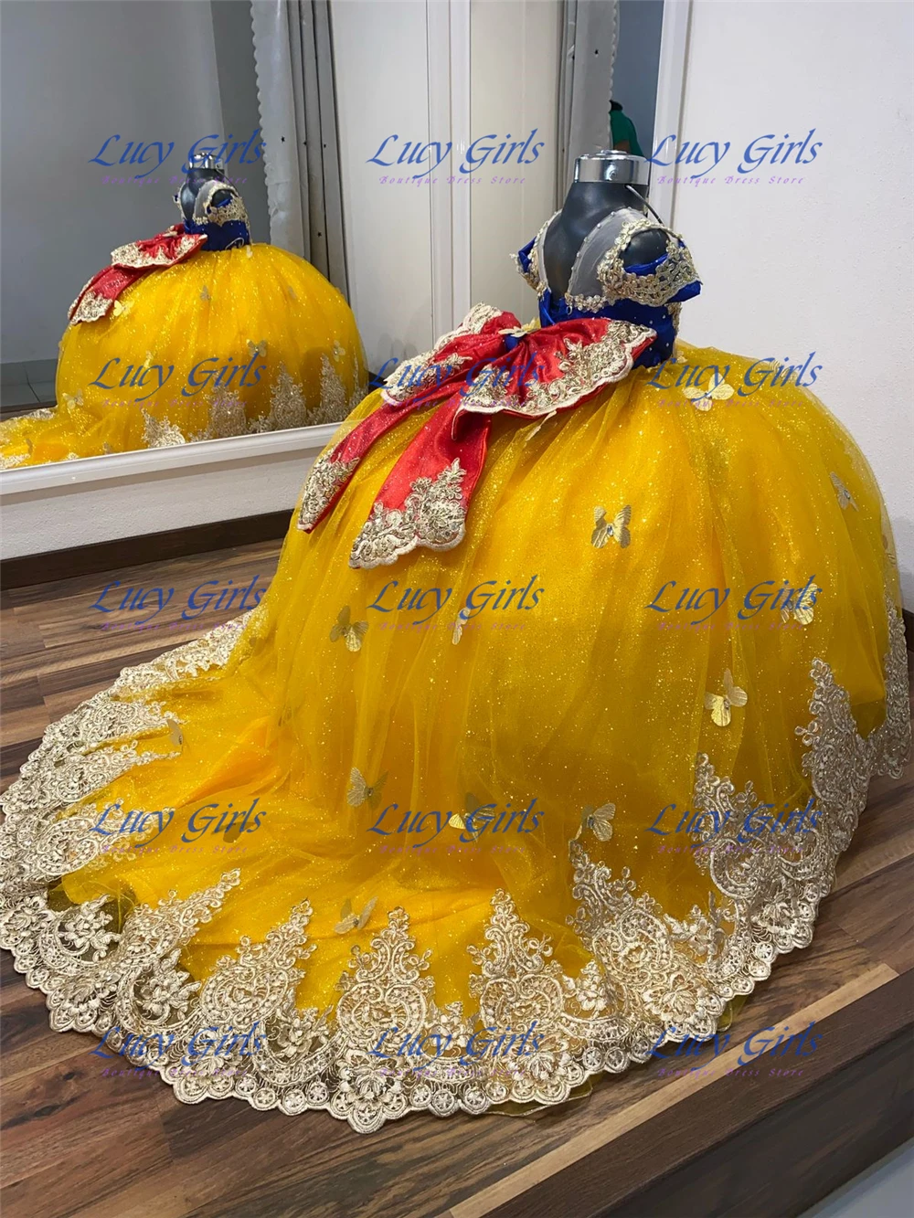 Quality Butterfly Applique Lov - Embroidery Yellow Dress recension och pris