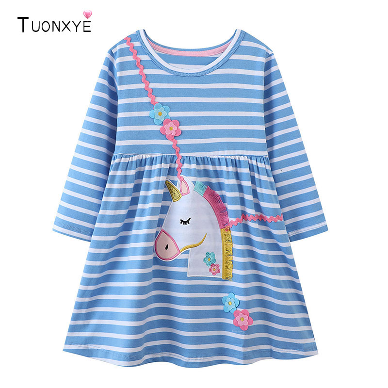 TUONXYE Cotton Girls Striped D - Embroidery Unicorn recension och pris
