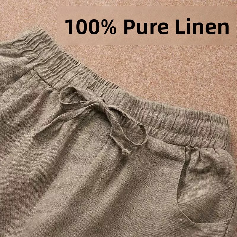 Pure Linen Breathable Elastic  - Linen Fabric Natural recension och pris