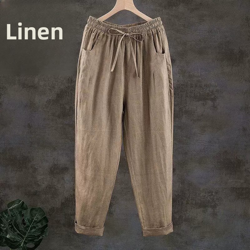 Pure Linen Breathable Elastic  - Linen Fabric Natural recension och pris