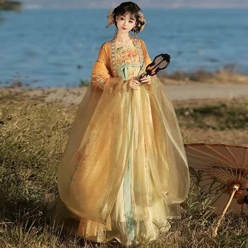 Women's Traditional Chinese Ha - Embroidery Yellow Dress recension och pris