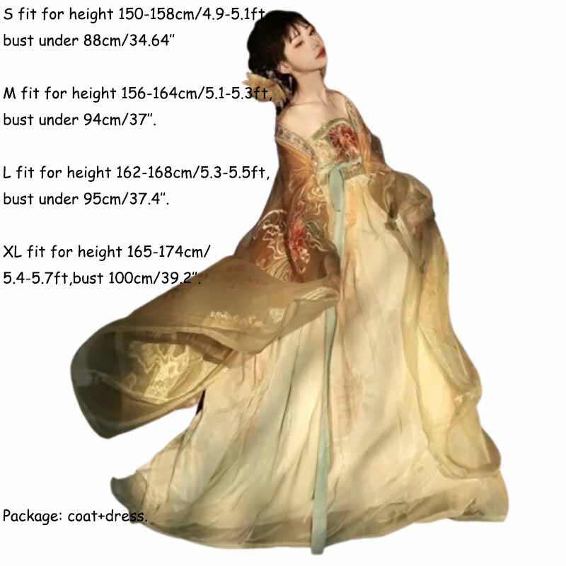 Women's Traditional Chinese Ha - Embroidery Yellow Dress recension och pris