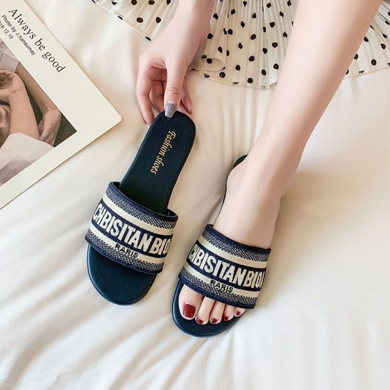 Women's Fashion Flat Slippers  - Embroidery Letter recension och pris