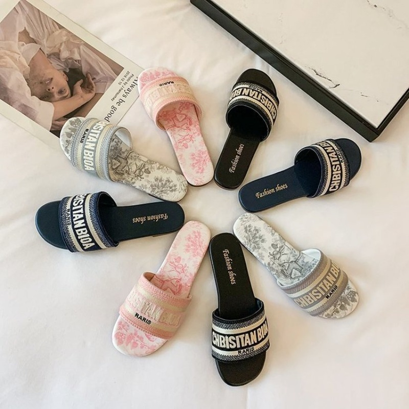 Women's Fashion Flat Slippers  - Embroidery Letter recension och pris