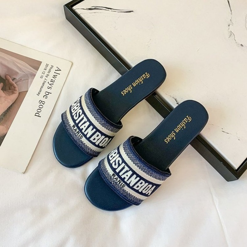Women's Fashion Flat Slippers  - Embroidery Letter recension och pris