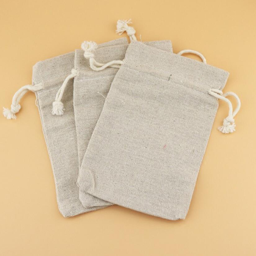 50PCS Linen Drawstring Bags Je - Linen Fabric Natural recension och pris