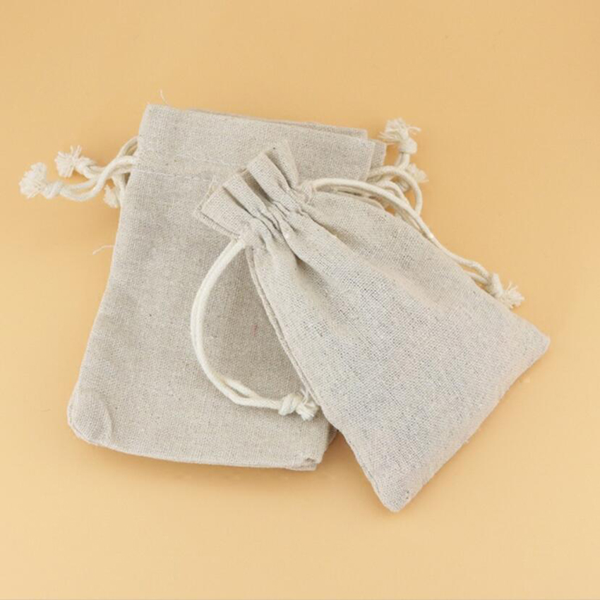 50PCS Linen Drawstring Bags Je - Linen Fabric Natural recension och pris