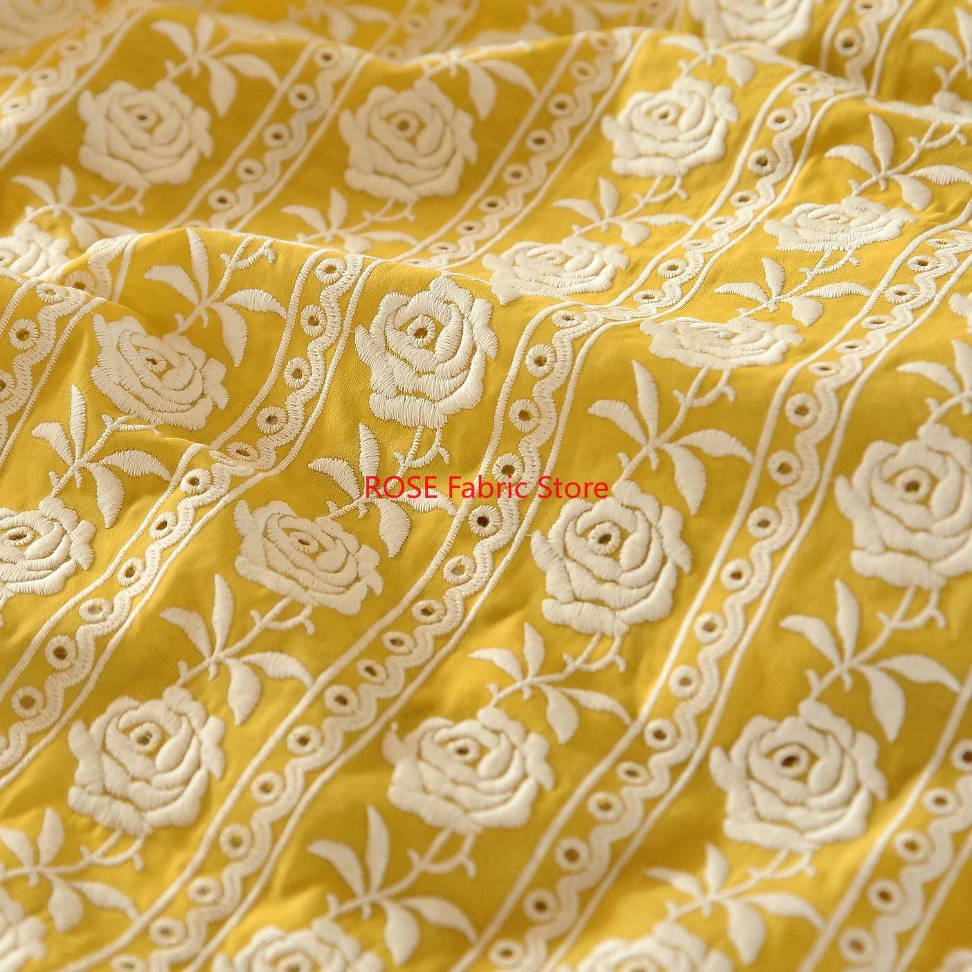 French Cotton Yellow Rose Heav - Embroidery Yellow Dress recension och pris