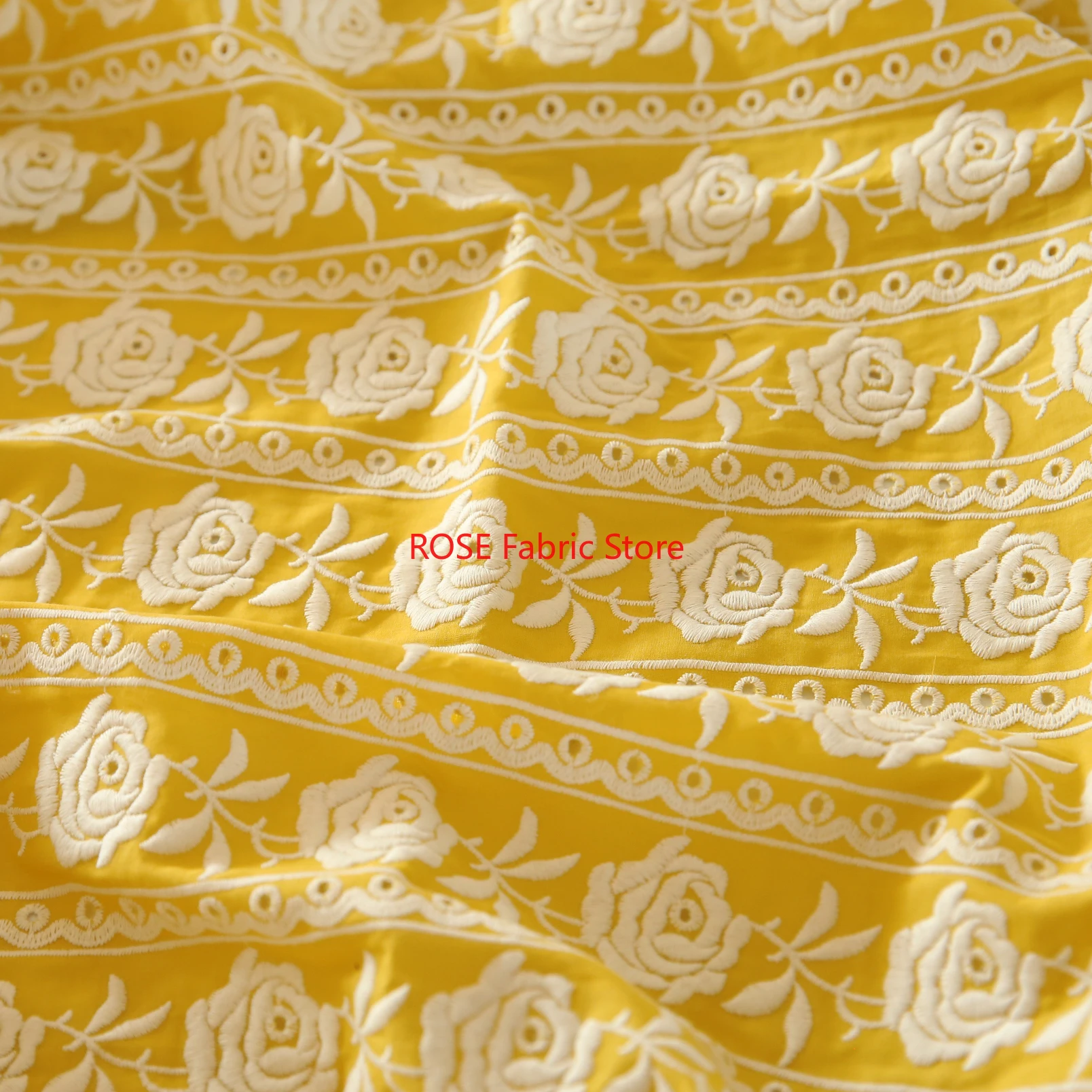 French Cotton Yellow Rose Heav - Embroidery Yellow Dress recension och pris