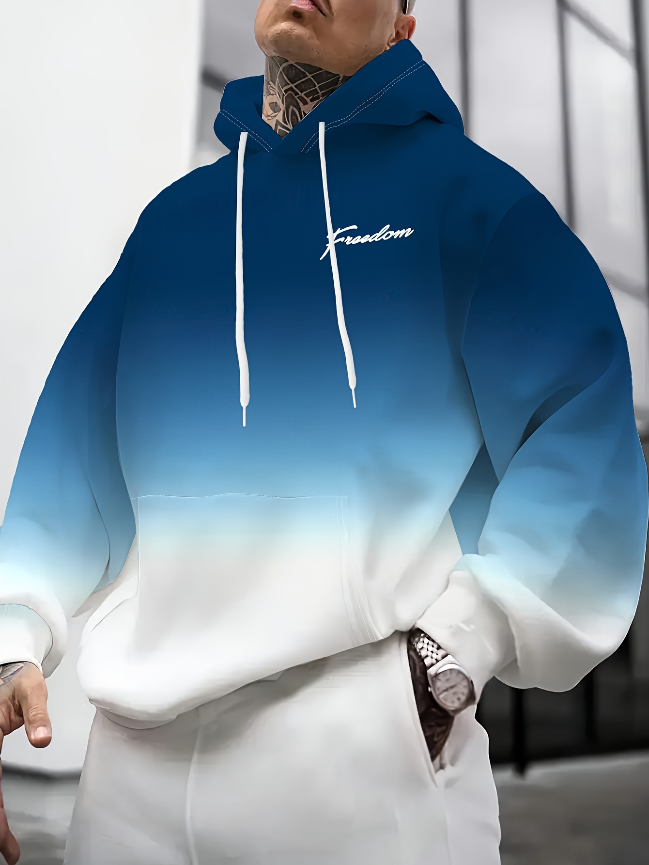 Mens Two Tone Ombre Hoodie Sof - Embroidery Font Free recension och pris