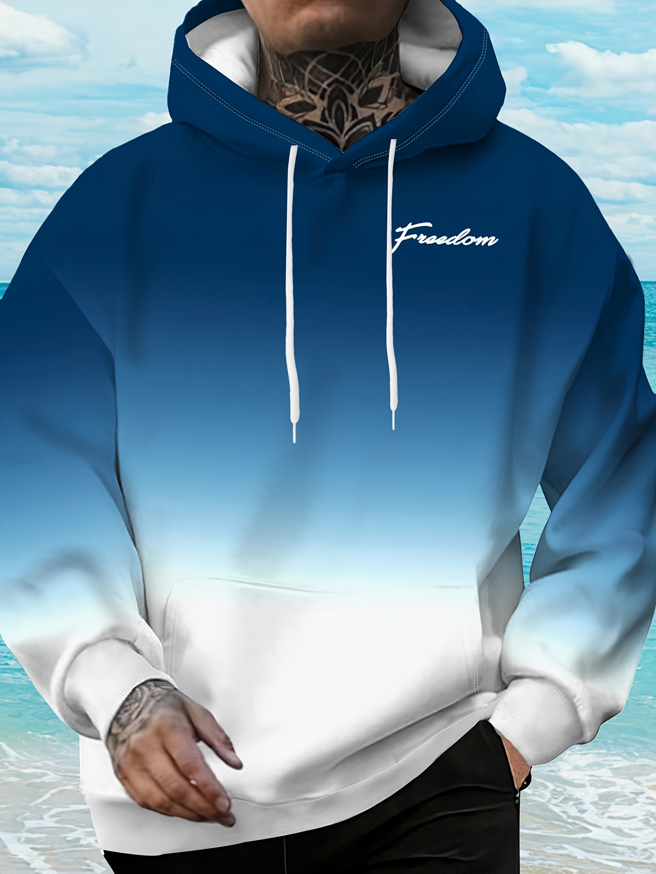 Mens Two Tone Ombre Hoodie Sof - Embroidery Font Free recension och pris